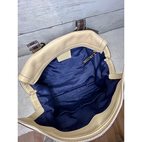 Coach Chelsea Satchel Cream Brown Pebbled Leather Handbag F10887 - Picture 8 of 10